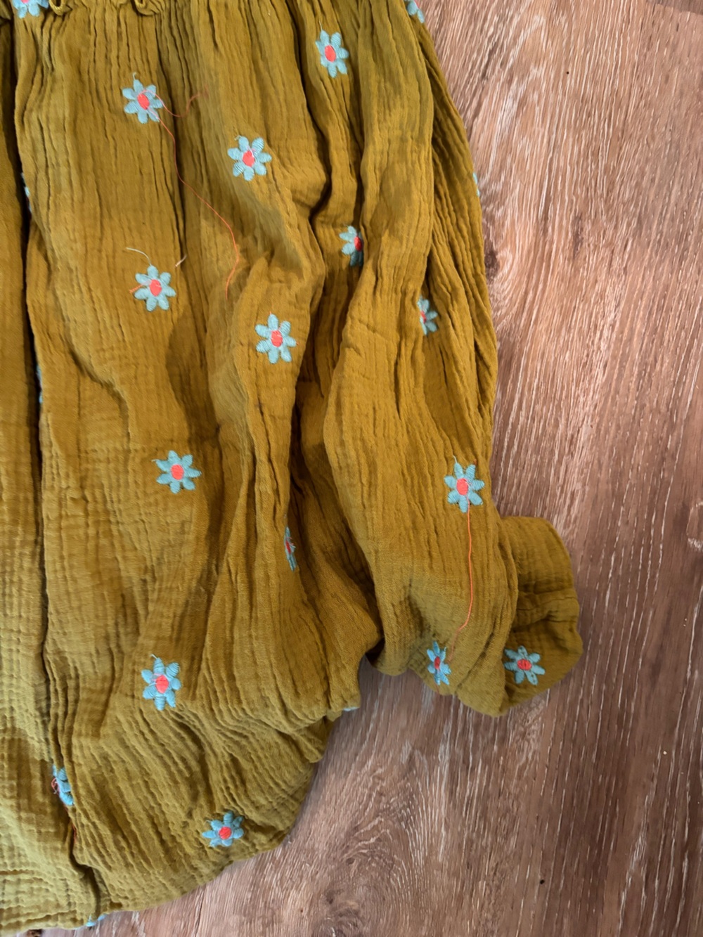 Floral Embroidered Maxi Dress Puff Sleeves | Size M - Picture 2 of 7
